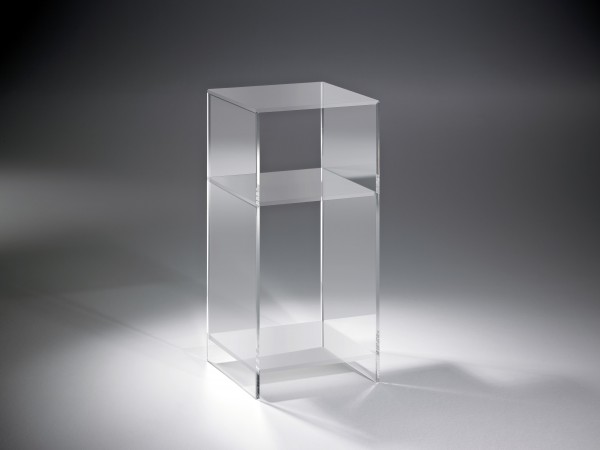 wonido Hochwertiges Acryl-Glas Standregal, Konsole mit 2 Fächern, Regalböden und Seiten klar